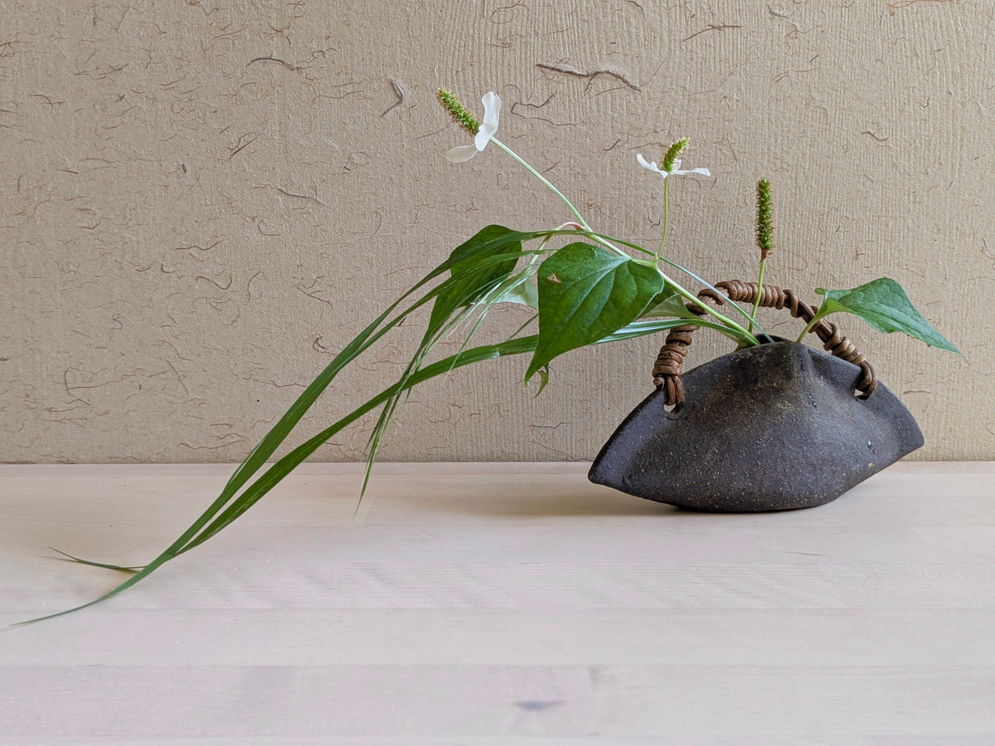 Flower Vase with a Vine Handle