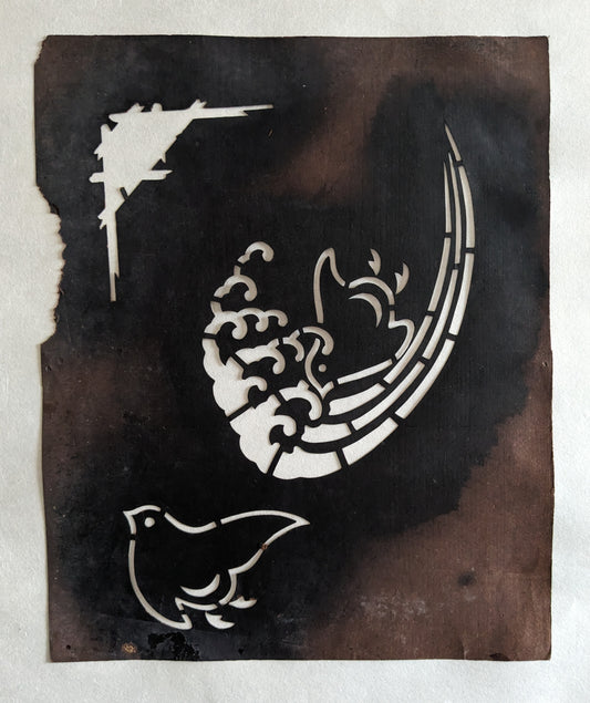 Vintage paper molds for dyeing: Sea bird and wave