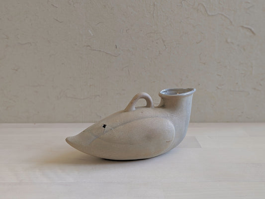 Vintage wabi sabi duck-shaped sake bottle