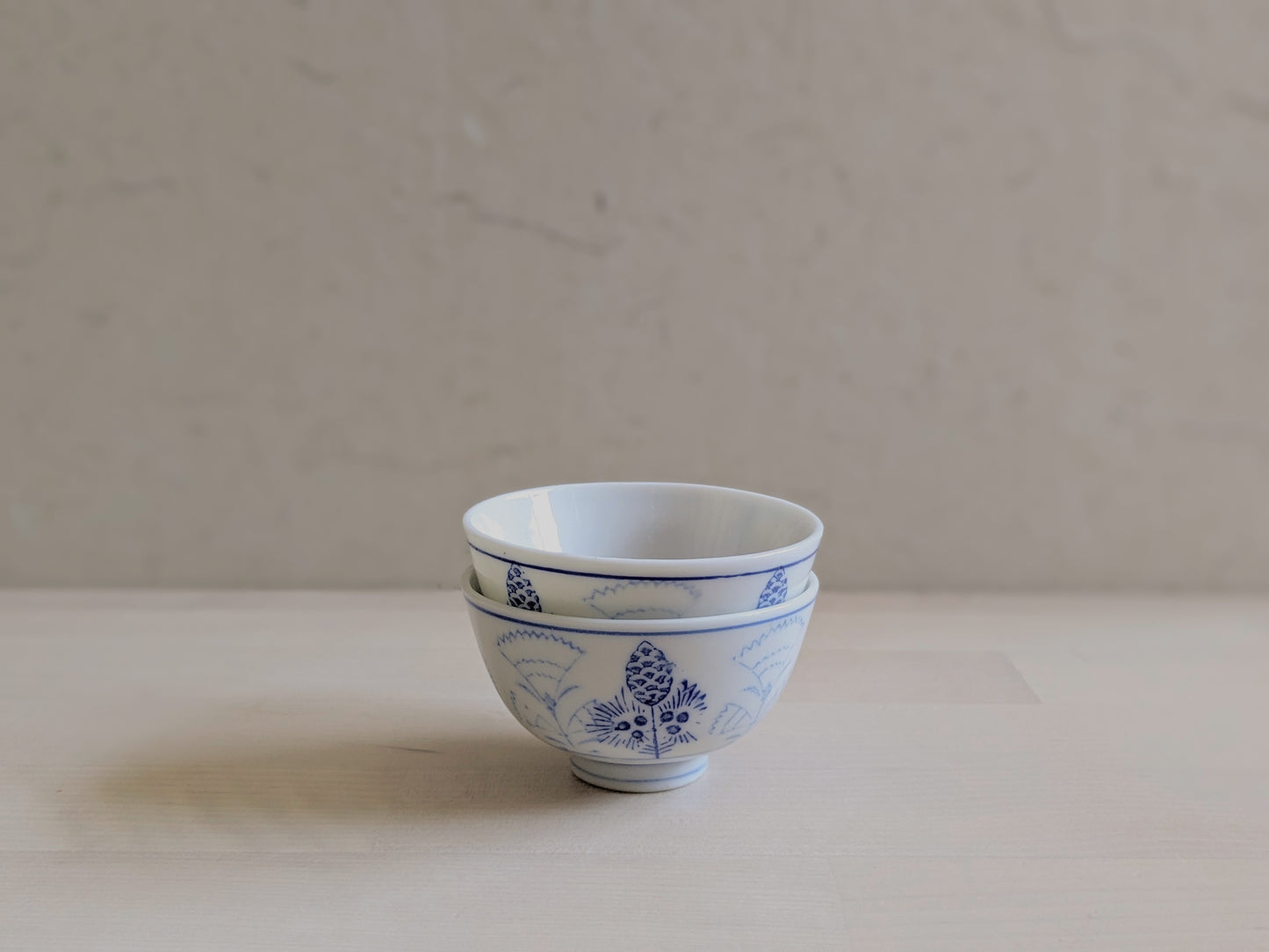 Vintage guinomi sake cup with Art-Deco design, set of two