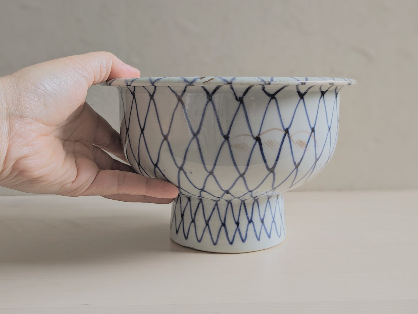 Vintage footed deep bowl with fortune motifs