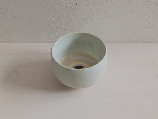 Vintage Matcha Bowl with soft matcha latte and aurora color glaze